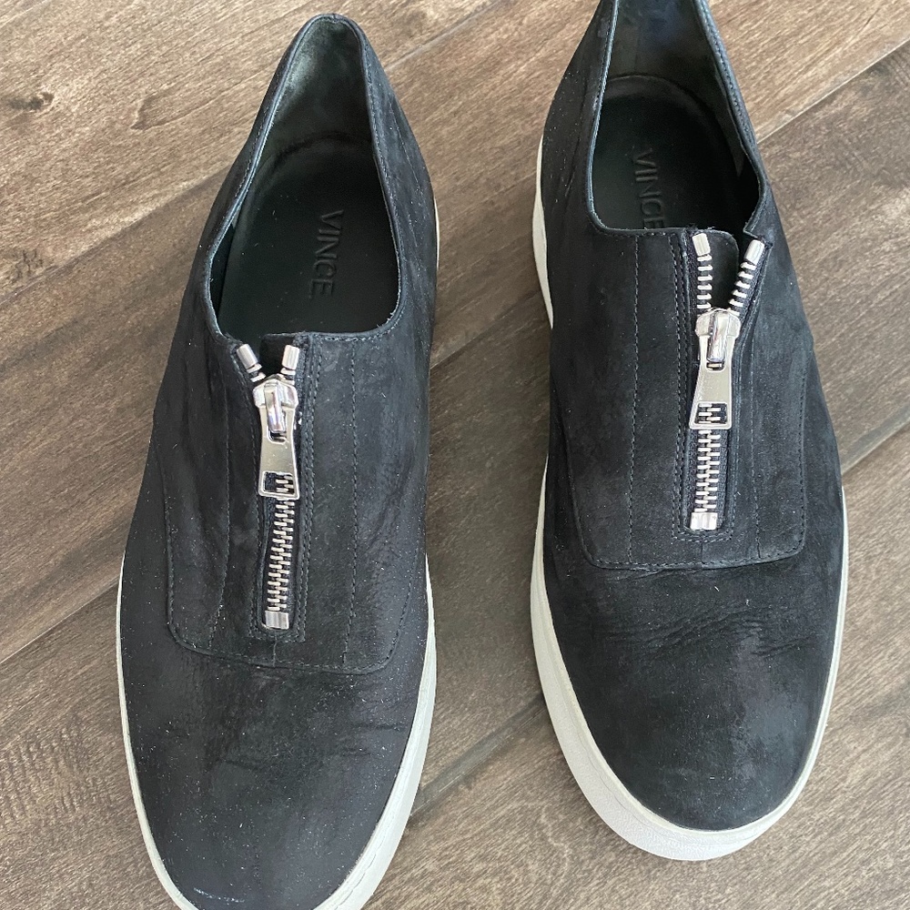 Vince Zip Up Suede Sneaker Size 9